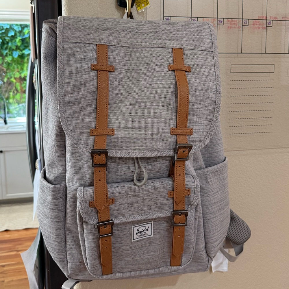 Herschel Supply Company Light Gray Backpack with Brown Straps